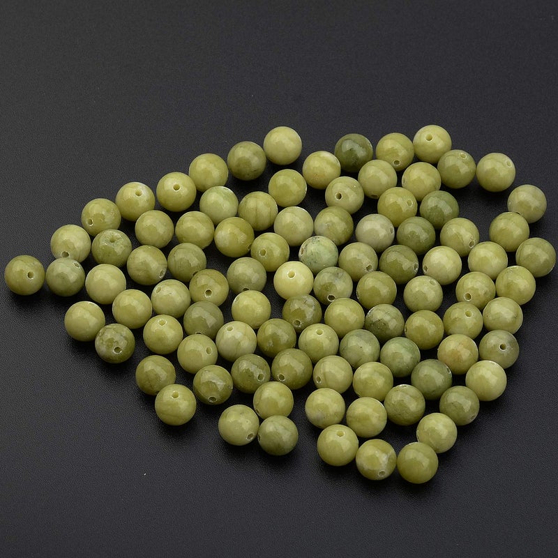 LPBeads 100PCS 8mm Natural Green Jade Beads Gemstone Round Loose Beads for Jewelry Making with Crystal Stretch Cord - Image 3